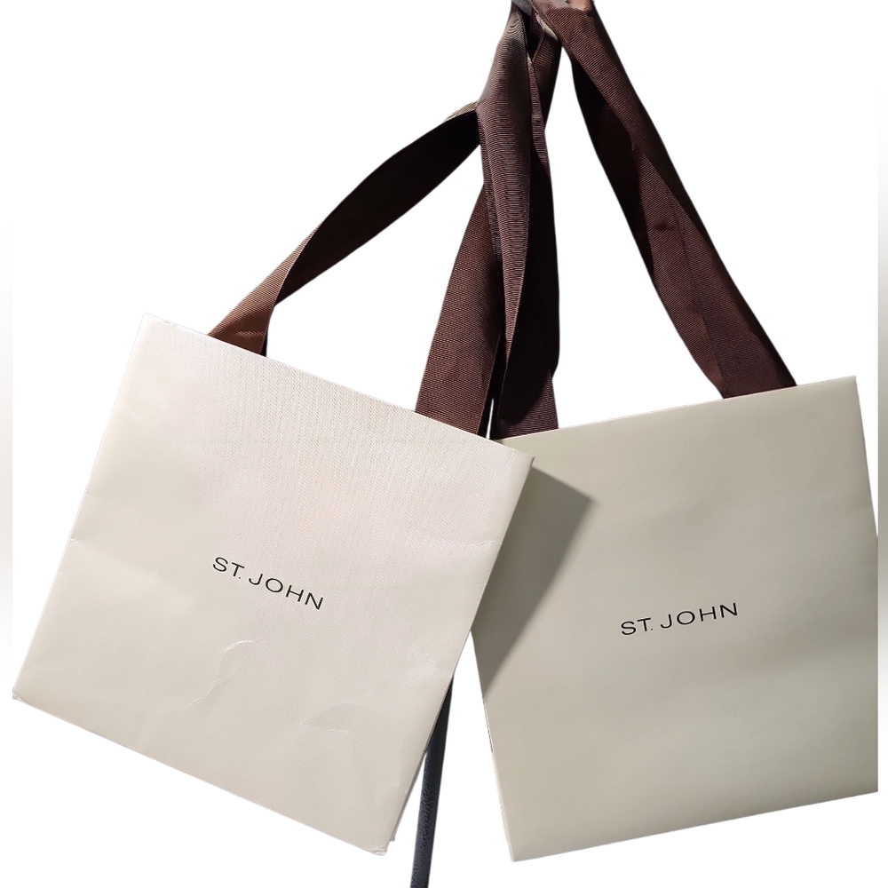St.John Cream and Brown Luxury Shopping Bags. Bundle of two.